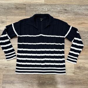 Talbots Navy Stripe Knit Sweater